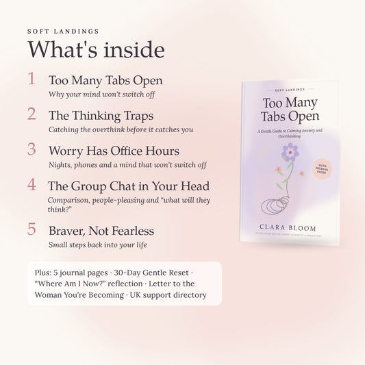 Too Many Tabs Open: A Gentle Guide to Calming Anxiety and Overthinking (PDF + Printable Journal Pages)